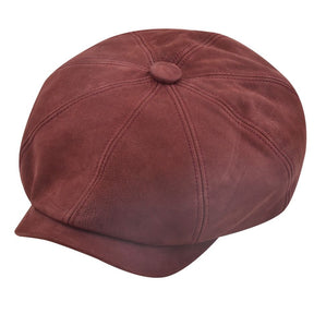 Newsboy Cap 100% Sheepskin Leather 8 Panel Baker Boy Hat