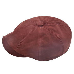 Newsboy Cap 100% Sheepskin Leather 8 Panel Baker Boy Hat