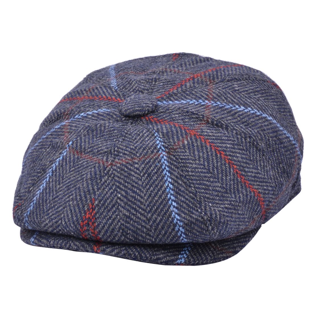 Over Check Twill Herringbone Newsboy Cap