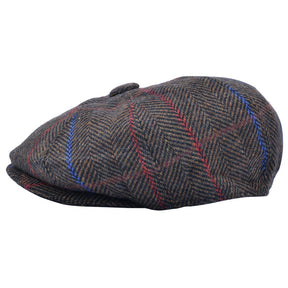 Over Check Twill Herringbone Newsboy Cap