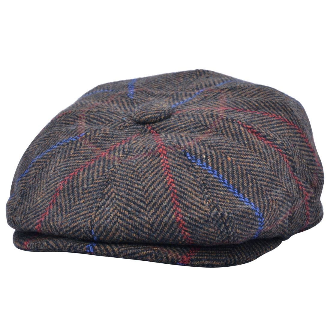 Over Check Twill Herringbone Newsboy Cap