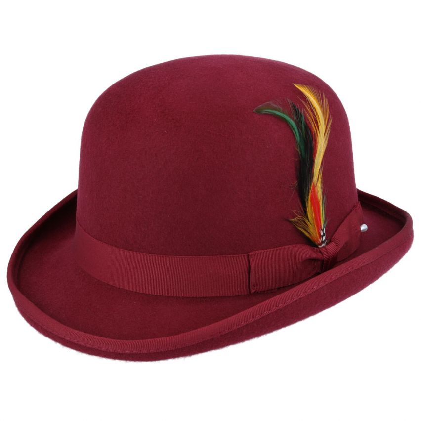 Derby Bowler Hat 100% Wool Felt With Satin Lined