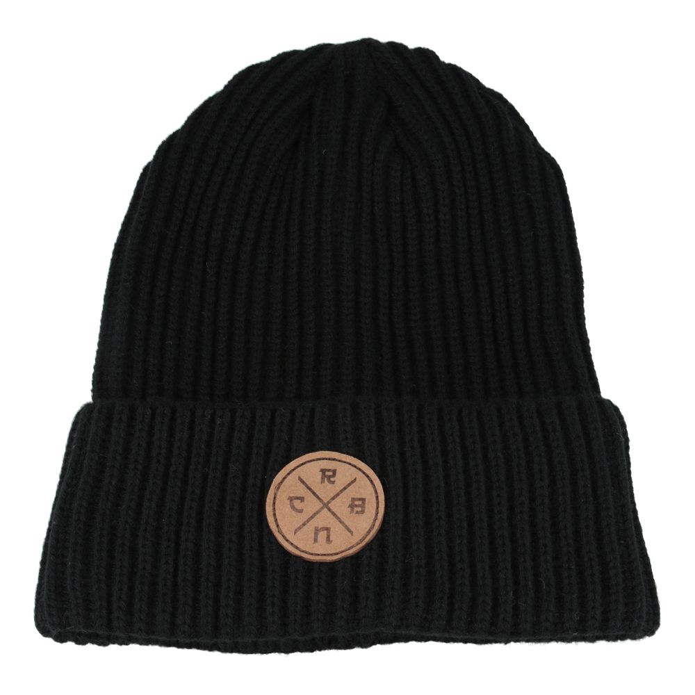 Winter Beanie Hat Carbon Patch Knitted Woolly Hat