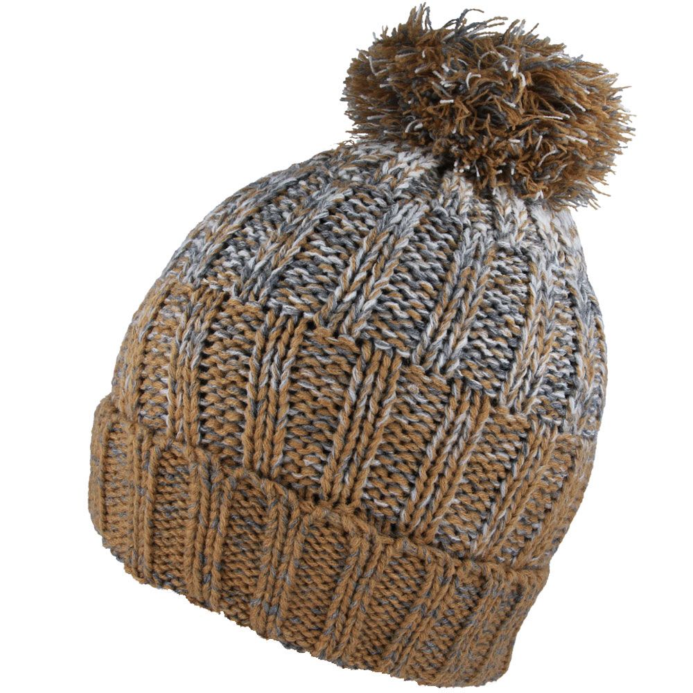 Women Cable Knit Beanie Hat Pom Pom Fur Lining Woolly Hat