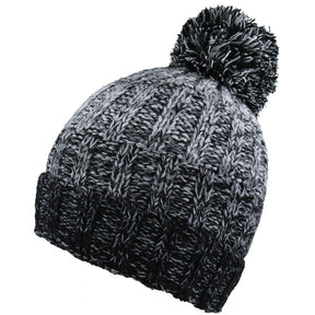 Women Cable Knit Beanie Hat Pom Pom Fur Lining Woolly Hat