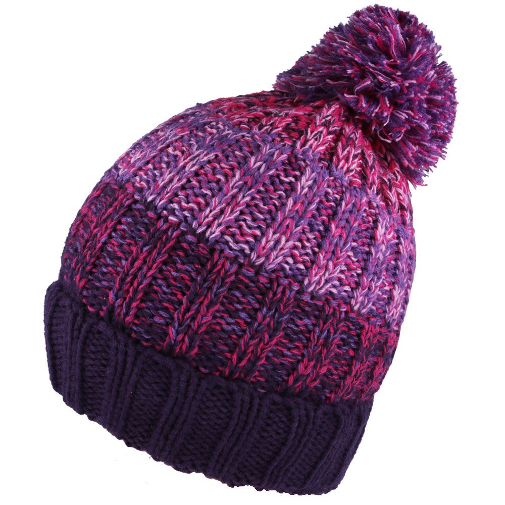 Women Cable Knit Beanie Hat Pom Pom Fur Lining Woolly Hat