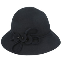 Women Classic Wool Cloche Hat With Floral Strap