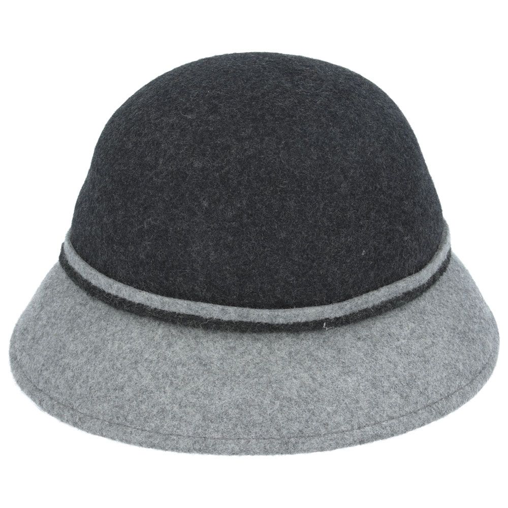 Women Two Tone Floral Cloche Hat Crushable Wool Felt