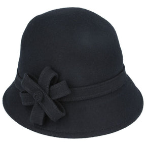 Women Cloche Hat Crushable Wool Felt With Floral Band