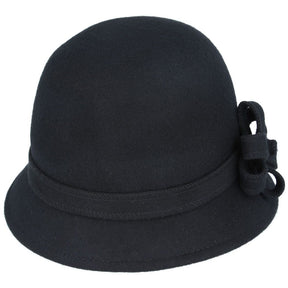 Women Cloche Hat Crushable Wool Felt With Floral Band