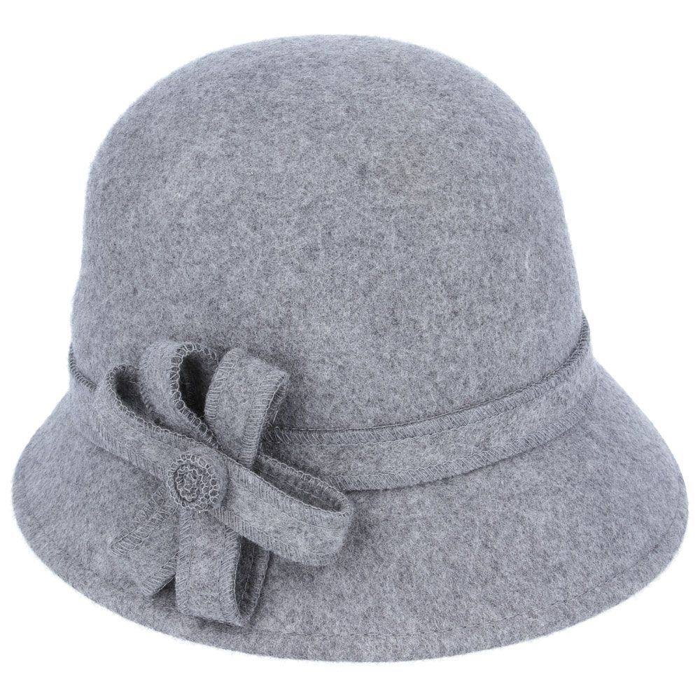 Women Cloche Hat Crushable Wool Felt With Floral Band