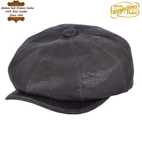 Distressed Sheep skin Leather Newsboy Cap Vintage Baker Boy Hat