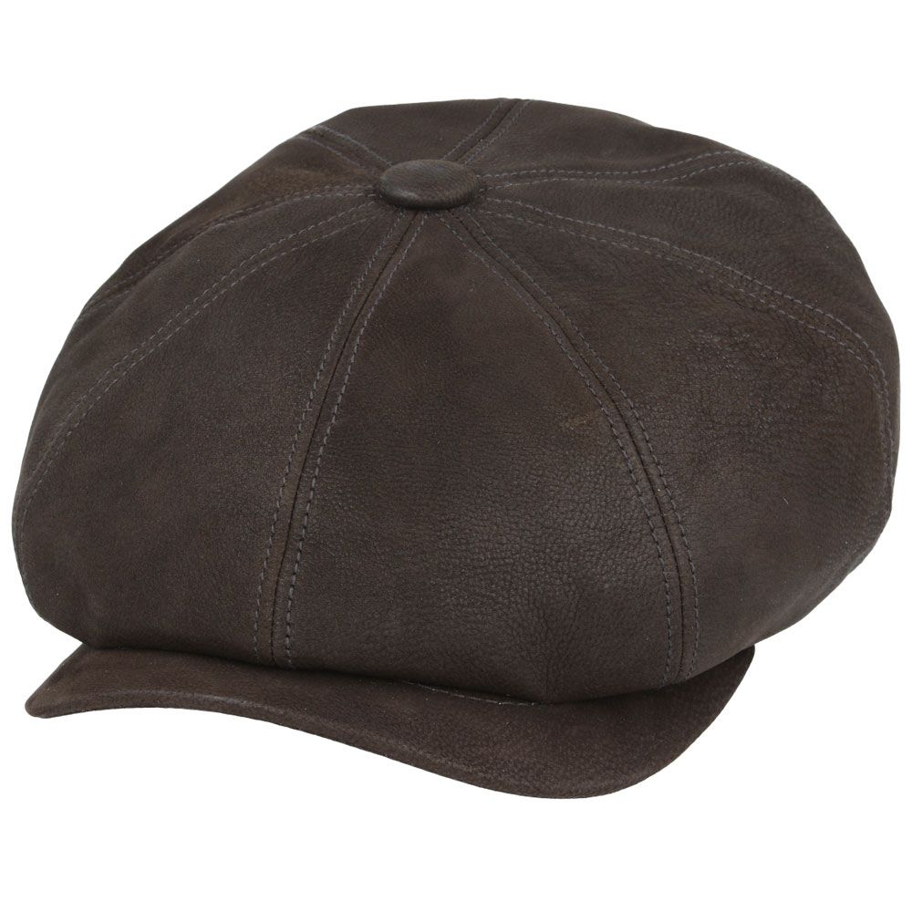 Newsboy Cap 100% Sheepskin Leather 8 Panel Baker Boy Hat