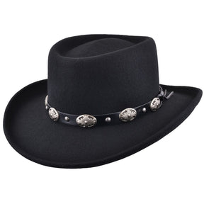 Gambler Style Cowboy Hat 100% Wool Felt Crushable Buckle Band