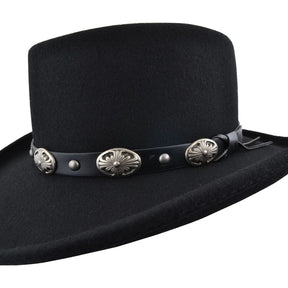 Gambler Style Cowboy Hat 100% Wool Felt Crushable Buckle Band