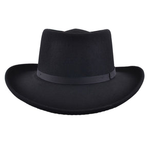 Gambler Cowboy Hat 100% Wool Felt With Thin Ribbon Band