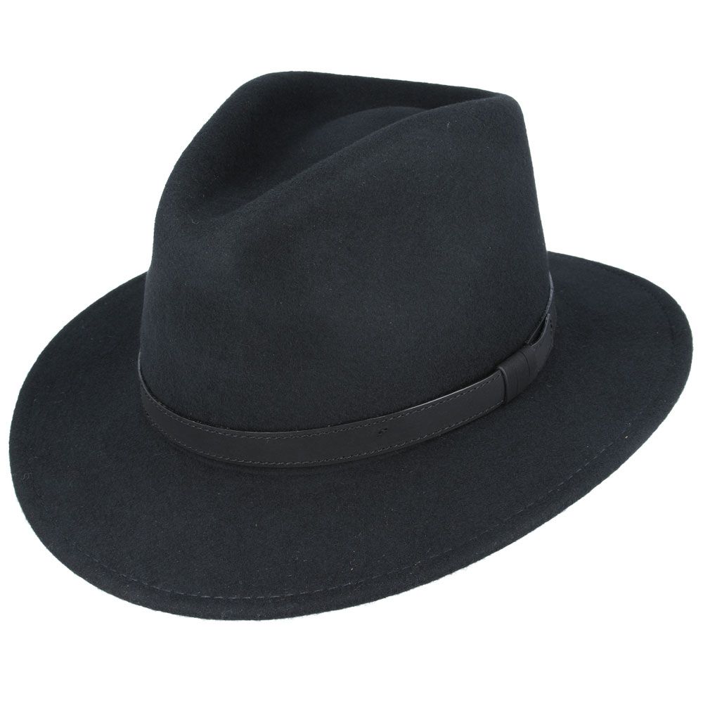 Fedora Hat Crushable Wool Felt With Leather Band