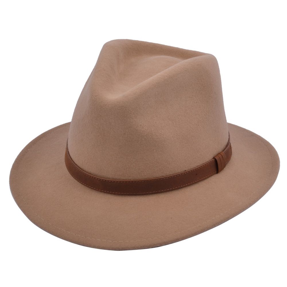 Fedora Hat Crushable Wool Felt With Leather Band