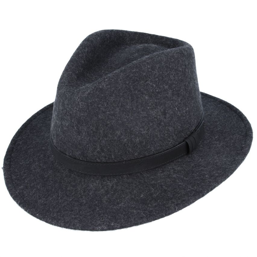 Fedora Hat Crushable Wool Felt With Leather Band