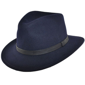 Fedora Hat Crushable Wool Felt With Leather Band