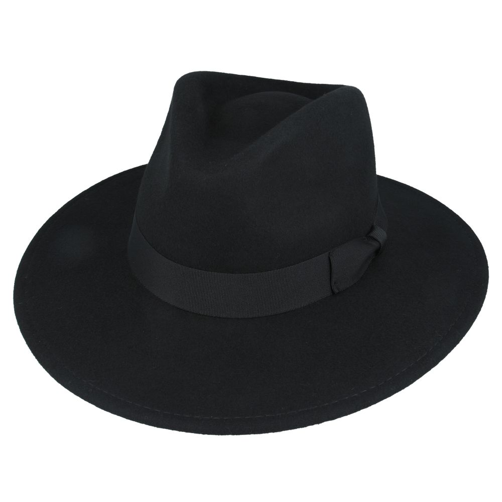 Wool Felt Fedora Hat With Leather Band Trilby Hat Wide Brim Crushable  Fedora Hat Handmade Men and Women Travel Hat 