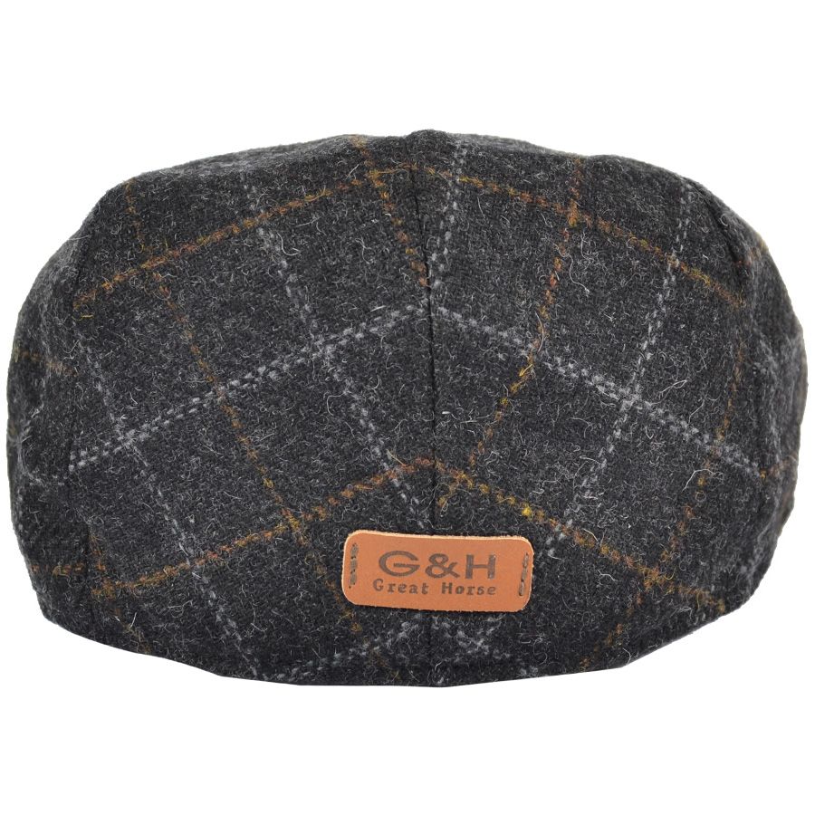 Men Wool Tweed Over Check Flat Caps