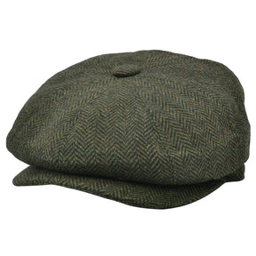 Classic Herringbone Newsboy Cap 100% Wool 8 Panel Hat