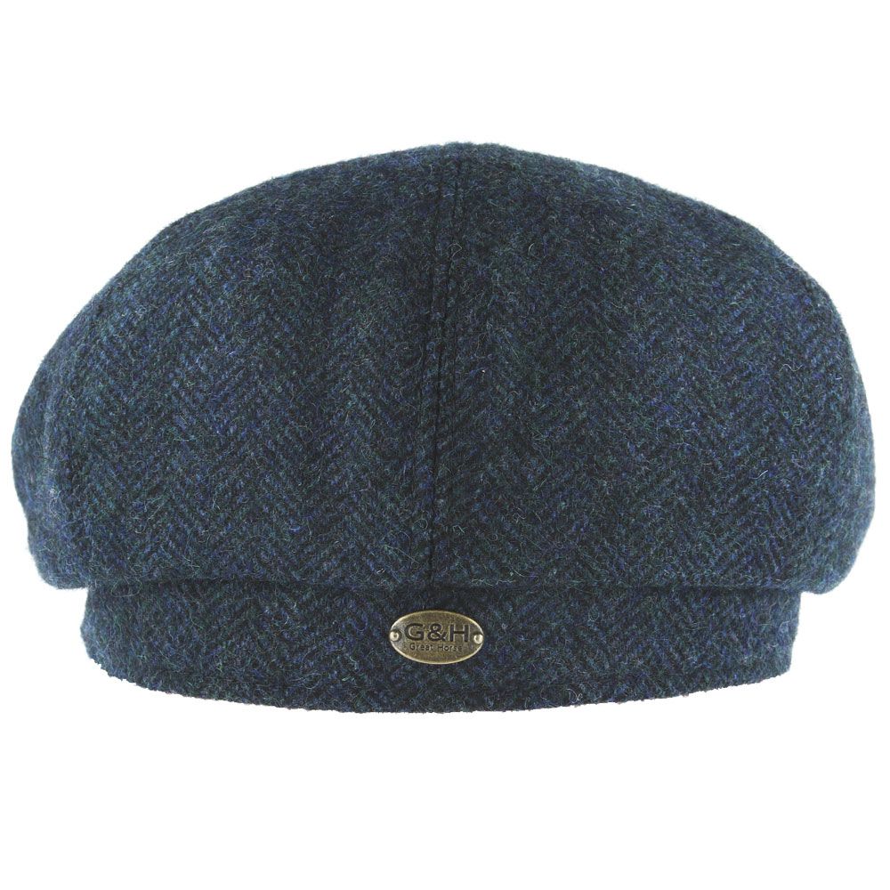 Classic Herringbone Newsboy Cap 100% Wool 8 Panel Hat