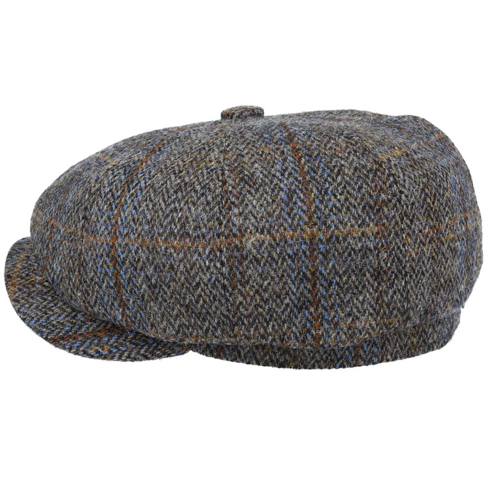 Harris Tweed Over Check Twill Newsboy Cap 100% Pure Scottish Wool