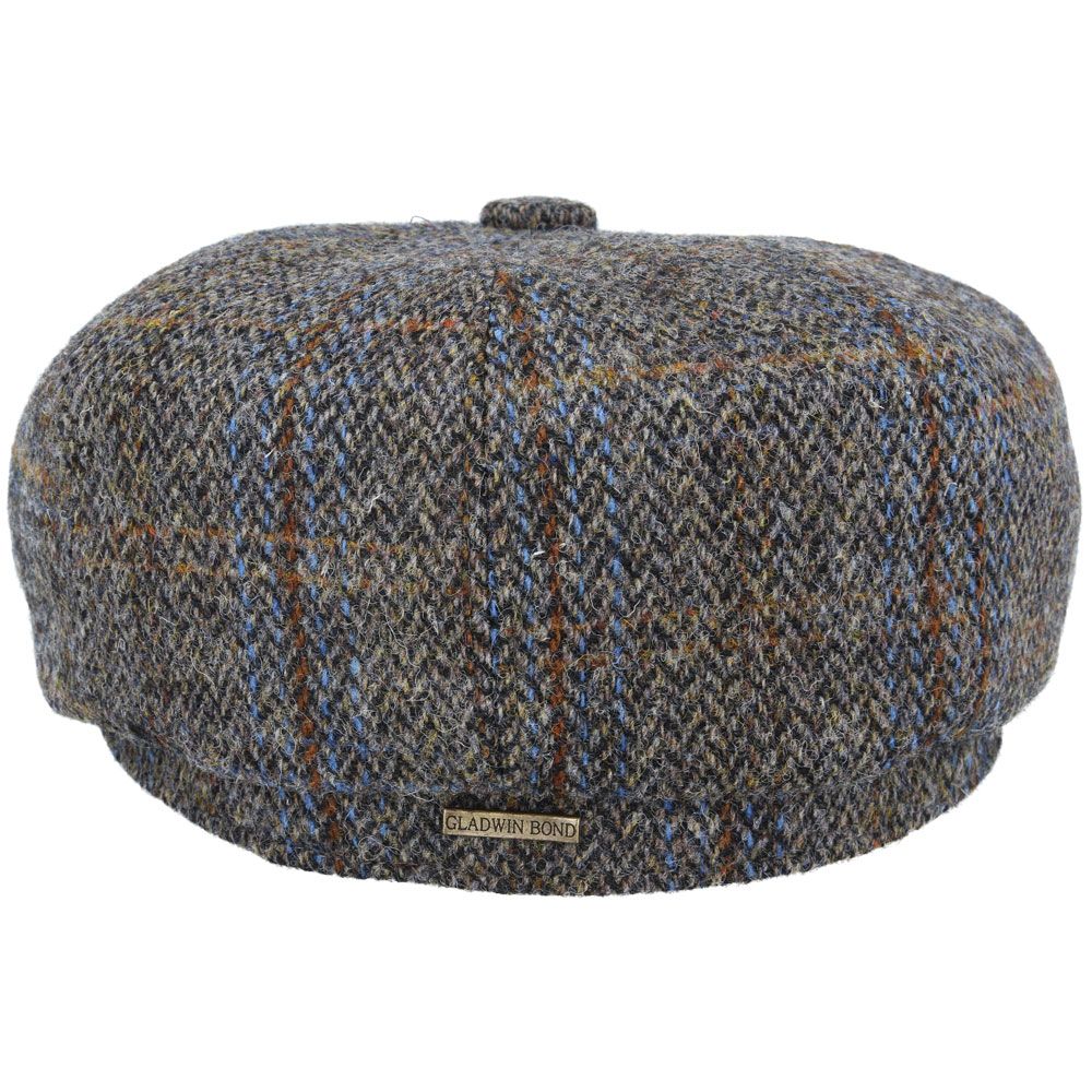 Harris Tweed Over Check Twill Newsboy Cap 100% Pure Scottish Wool