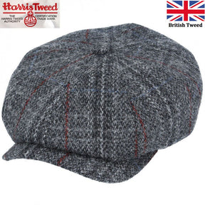 Harris Tweed Over Check Twill Newsboy Cap 100% Pure Scottish Wool