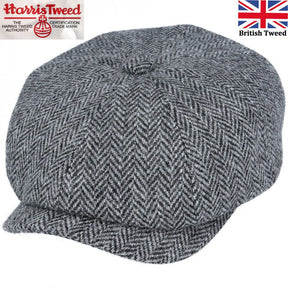 Harris Tweed Hat Newsboy Cap Herringbone 100% Pure Scottish Wool