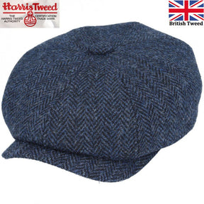 Harris Tweed Hat Newsboy Cap Herringbone 100% Pure Scottish Wool