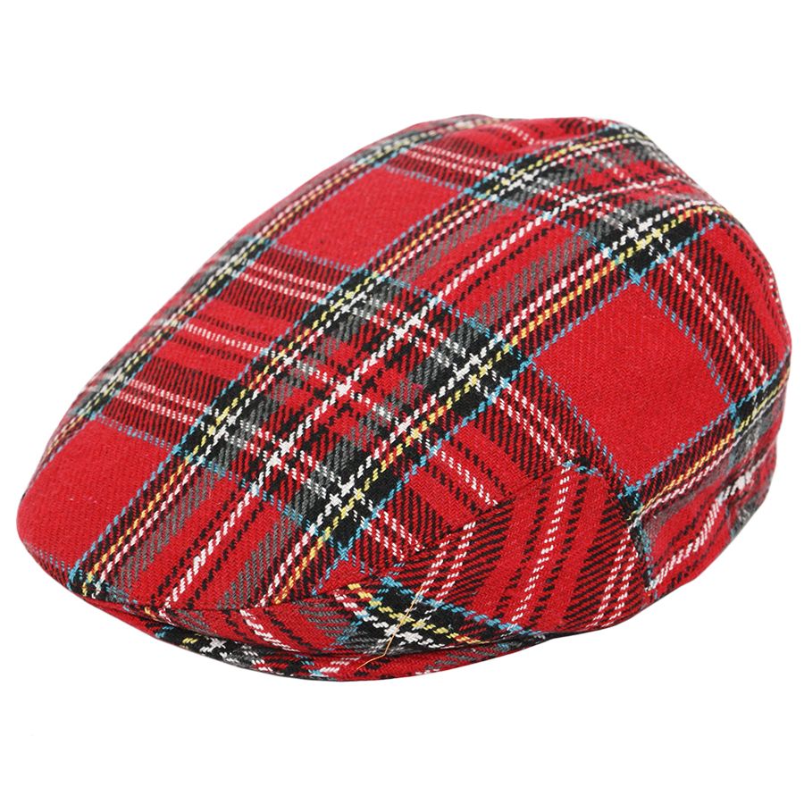 Men Scottish Tartan Wool Flat Caps