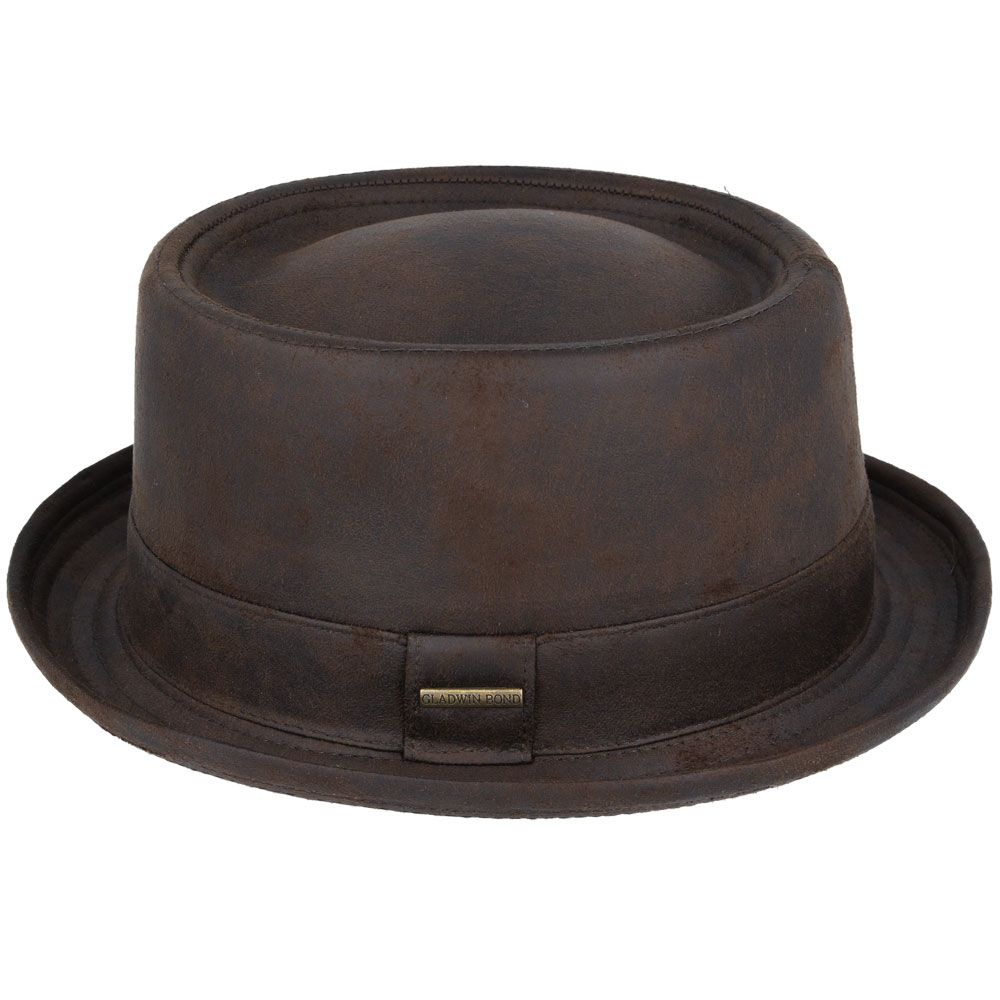 Gladwin Bond Leather Look Vintage Pork Pie Hat