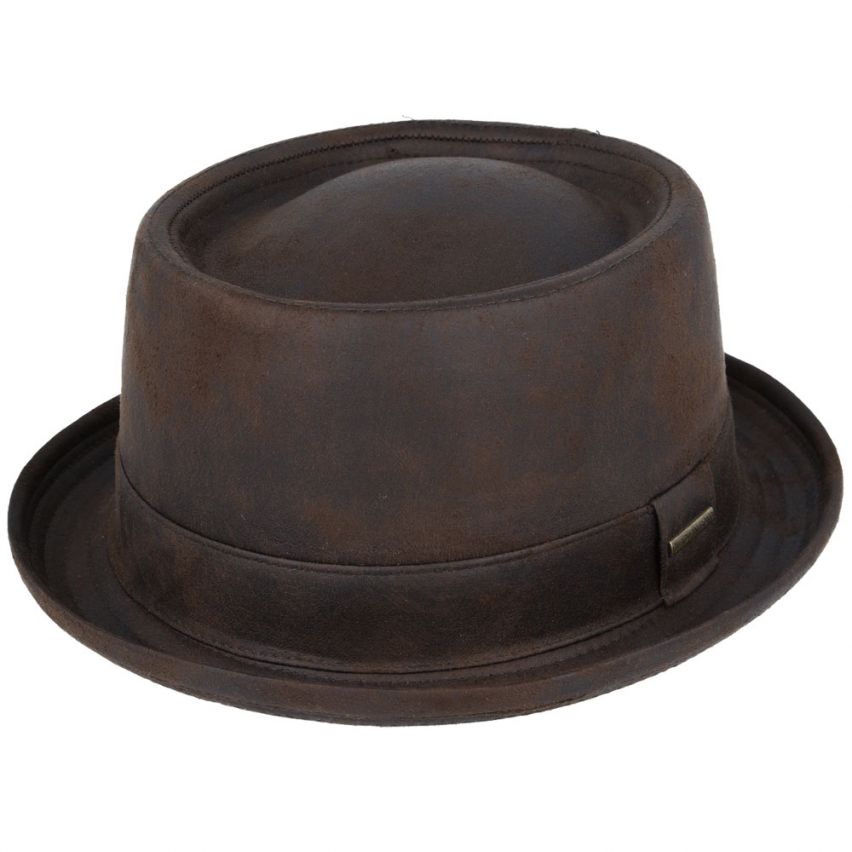 Gladwin Bond Leather Look Vintage Pork Pie Hat