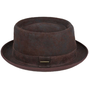 The Pork Pie Hat 100% Sheepskin Leather Vintage Hat