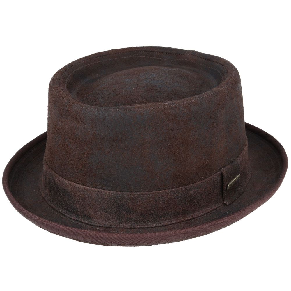 The Pork Pie Hat 100% Sheepskin Leather Vintage Hat