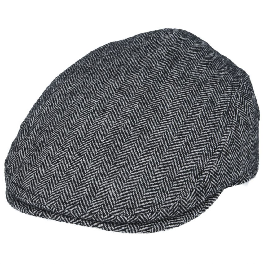 Men Country Tweed Herringbone Flat Cap